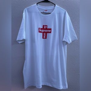 White Supreme Cross Box Logo Tee